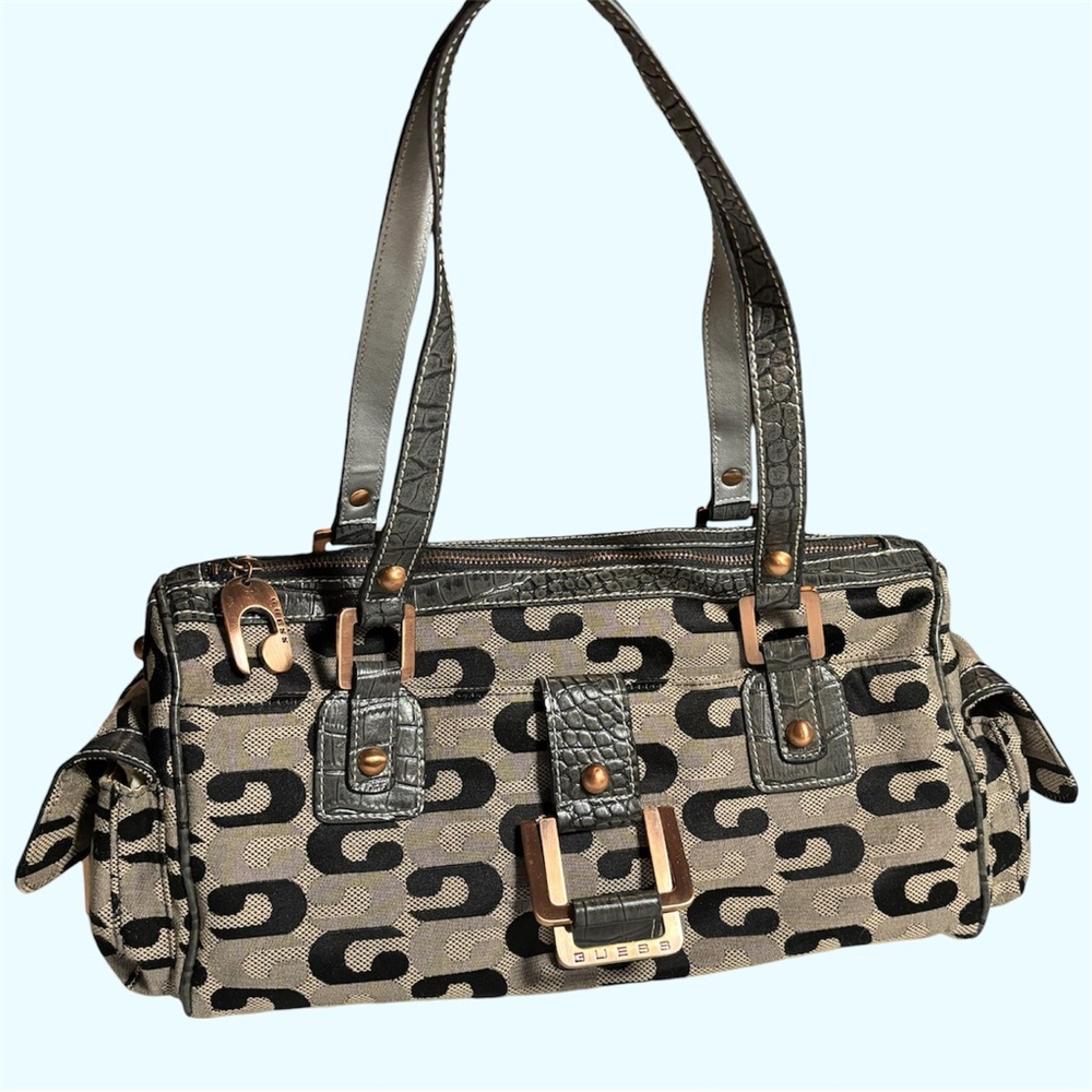 guess monogram duffel shoulder purse